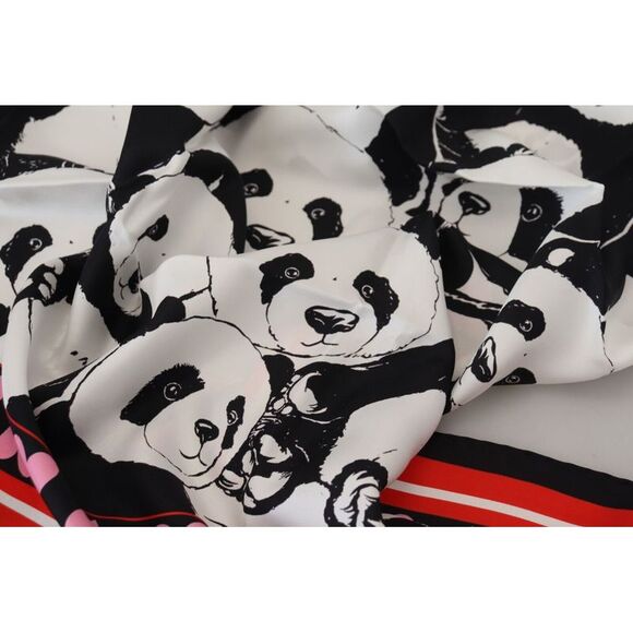 Dolce & Gabbana Elegant Panda Print Silk Men's Scarf - Picture 6 of 6